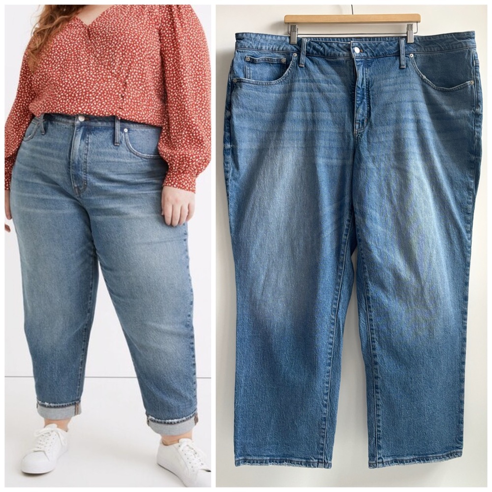 Madewell The High-Rise Slim Boyjean Blue Denim Jeans in Neal Wash Plus Size 26W